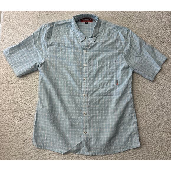 Simms Mens Short Sleeve Button Down Fishing Shirt  Large - Picture 1 of 6